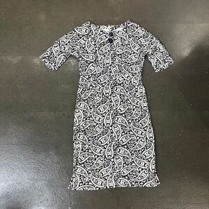 Vintage 60s Leslie Pomer Black Paisley Size Medium Midi Dress